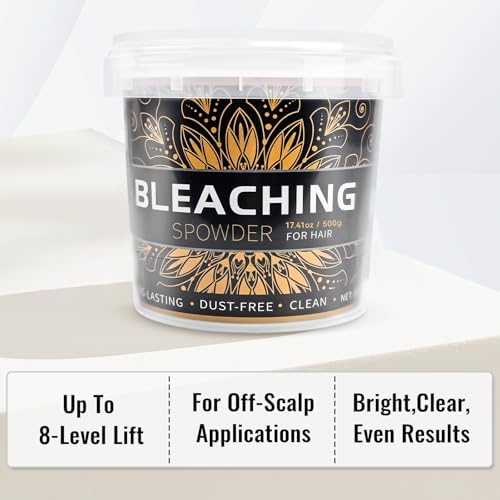 Lazibudgha mild low ammonia hair color remover powder for platinum blonde transformation.