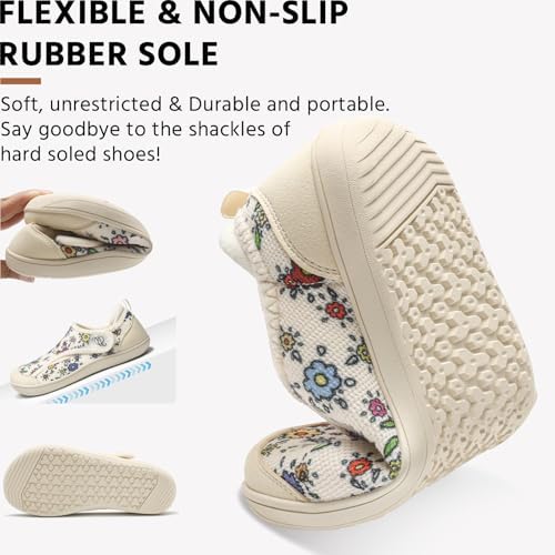 Lifestyle view of breathable nursing sneakers worn for indoor comfort.