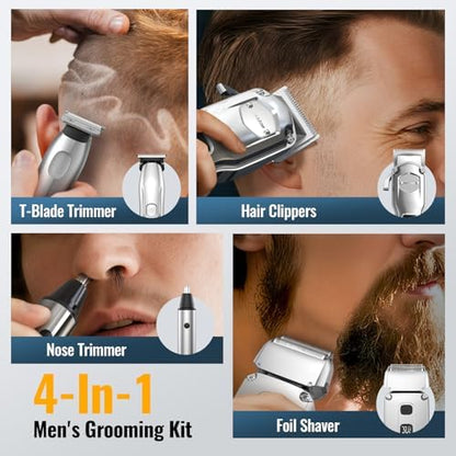 Close up of the carbon steel T blade trimmer head on the Jack and Rose electric shaver