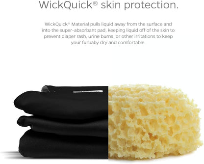 Pet Parents Extendrs attached to an extra large black dog diaper for a custom waist fit