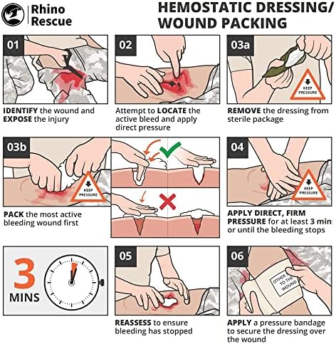 RHINO RESCUE emergency trauma wound dressing z-folded cotton gauze presentation