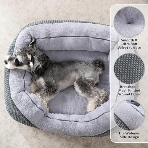 INVENHO Medium Dog Beds for Medium Dogs Washable, Rectangle Dog Bed Medium Size Dog, Orthopedic Dog Bed, Warming Soft Calming Sleeping Puppy Bed Durable Pet Bed with Anti-Slip Bottom M(30"x24"x9") - Image 3