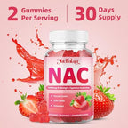Mchokuu NAC 1000mg supplement bottle and gummy texture display