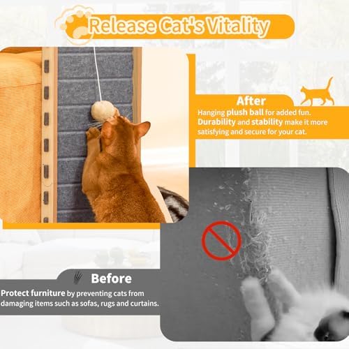 Nxwjoy grey felt cat furniture protector wall corner placement view