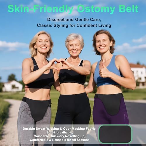 HJKEMI adjustable ostomy belt showcasing the flip-out pouch opening