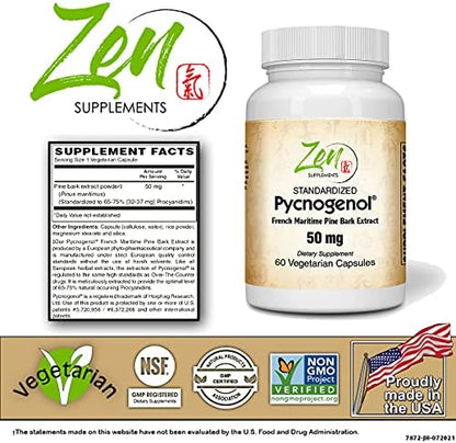 Zen Supplements French maritime pine bark 60 vegcaps daily antioxidant dietary wellness routine