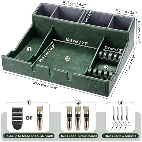 Close up view of the durable dark green stitching on the Noverlife large salon equipment organizer tray.