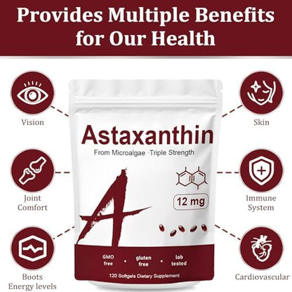 Microalgae sourced triple strength astaxanthin softgels for skin and eye health