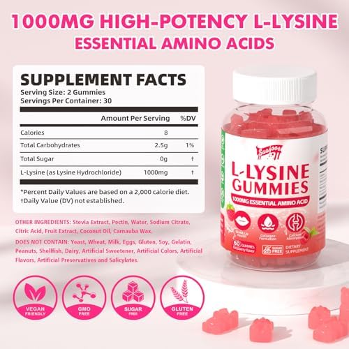 Saajoor L-Lysine supplement bottle nutritional facts label