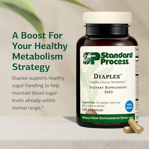 Standard Process Diaplex supplement bottle showing ingredients and nutrition facts label.