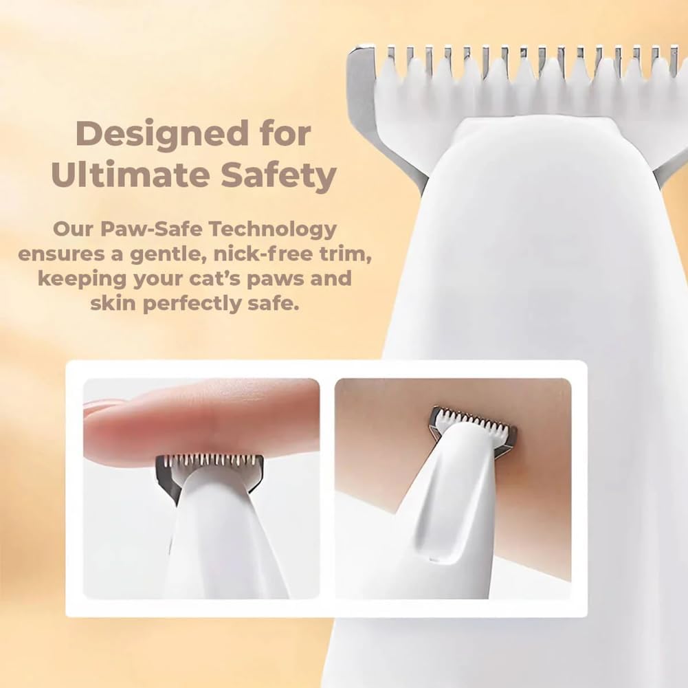 Notdusk pet paw trimmer with LED display showing battery life percentage and low noise power indicator.