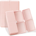 FYY daily pill organizer pink front view showing closed magnetic folding case.