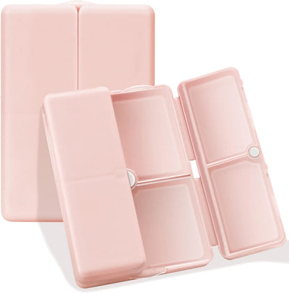 FYY daily pill organizer pink front view showing closed magnetic folding case.
