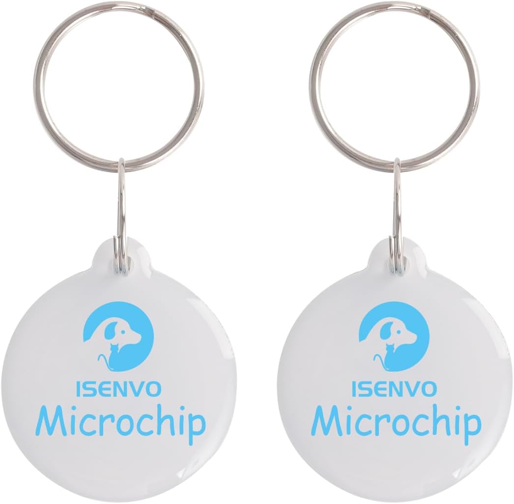 ISENVO RFID collar tags two piece pack front view showcasing circular white design