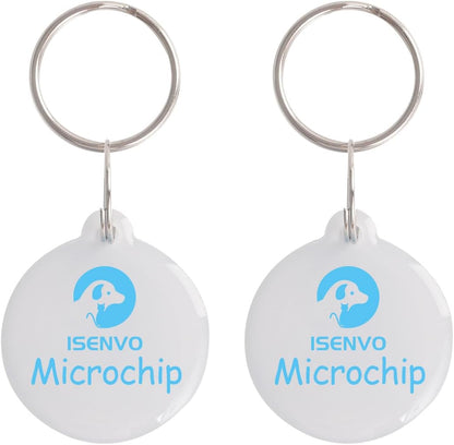 ISENVO RFID collar tags two piece pack front view showcasing circular white design