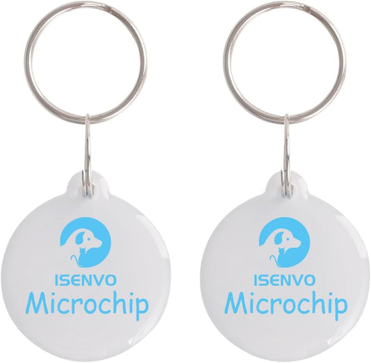 ISENVO RFID collar tags two piece pack front view showcasing circular white design