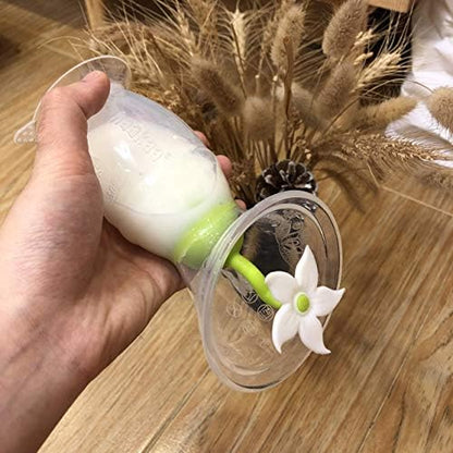Close-up view of the food-grade silicone breast pump with its protective clear polypropylene cap attached on top.