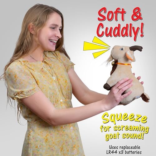 Close up view of the ultra soft fabric texture and detailed craftsmanship on the imported Twiddler Toys goat plushie.