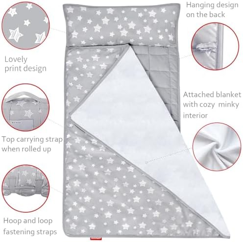 Toddler nap mat with removable pillow detail