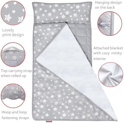 Toddler nap mat with removable pillow detail