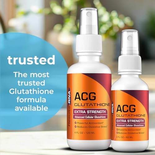 Results RNA ACG Glutathione Extra Strength 4 fluid ounce bottle size comparison