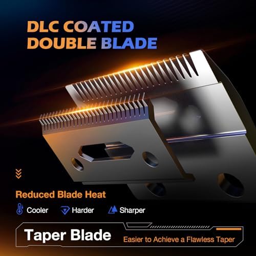Close up view of the diamond like carbon coating ceramic taper blade for precise fading