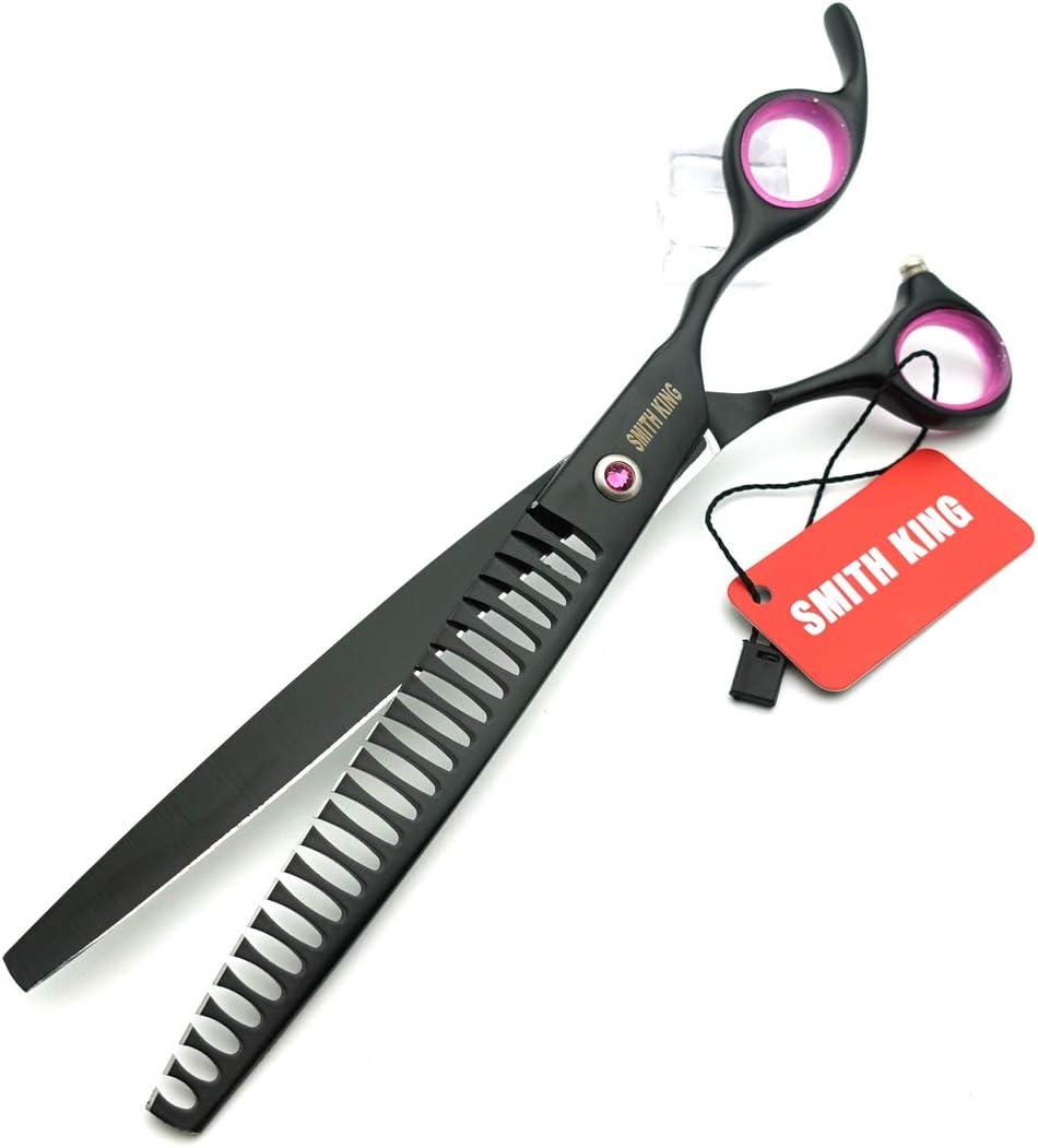 Smithking 4 piece pet grooming scissors organized inside the protective black storage case