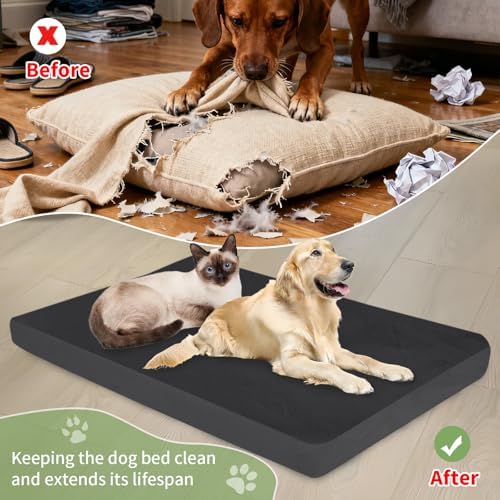 LWFCOEE heavy duty dog bed protector back view displaying the non slip outdoor ready base.