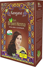 Six individual ten-gram pouches of Kangana plant-based hair color with application brush