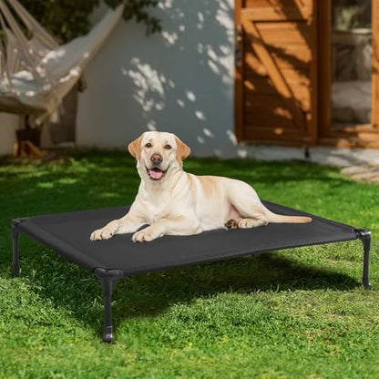 Veehoo Outdoor Elevated Dog Bed Large Sized Dogs, Large Cooling Raised Dog Cots Beds Training Platform Off Ground Hammock with Breathable Mesh, No-Slip Feet, 42"x30", Black - Image 3