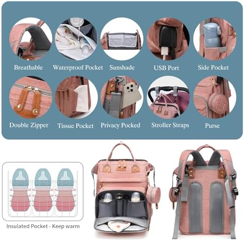 Jeryswet baby bag highlighting thermal insulated bottle pockets