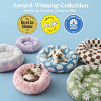 LE SURE Shown on TV Donut Dog Bed Medium Size Dog - Round Cat Beds Indoor as Bed Gift for Calming with Washable Cover, Cute Home Decor Bed with Jacquard Shaggy Plush & Anti Slip Bottom, 30 Inch, Blue - Image 4