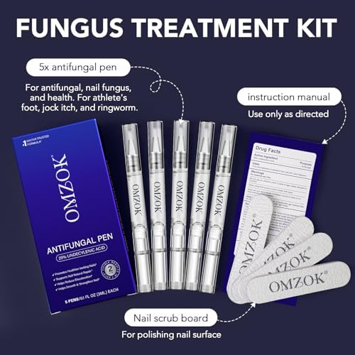OMZOK twenty five percent undecylenic acid pen being applied to a discolored toenail for fungal care.