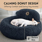 PetJett Calming Dog Bed Medium Size Dog - 30'' Donut Bed, Washable Dog Bed, Anti-Slip & Super Soft Fluffy Plush Round Dog Bed, Anti-Anxiety Premium Comfort Pet Bed, Fits Dogs Upto 45 lbs - Dark Grey - Image 5