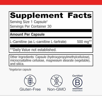 Metagenics L-Carnitine dietary supplement capsule bottle
