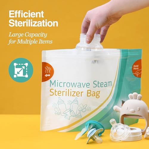 User demonstrating cool-touch grip on sterilizer bag