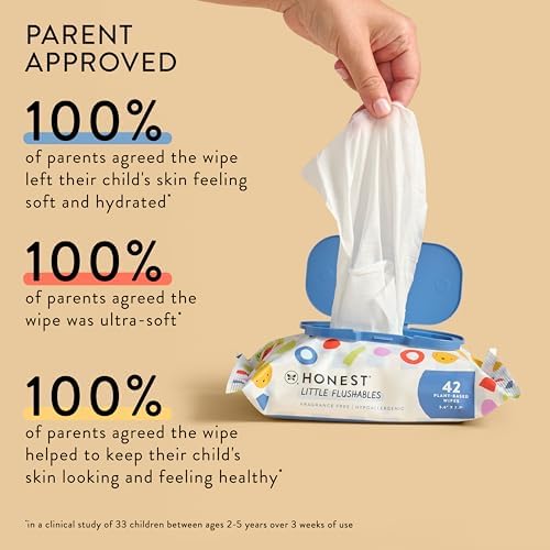 The Honest Company premium hypoallergenic flushable wipes back panel safety instructions and certifications