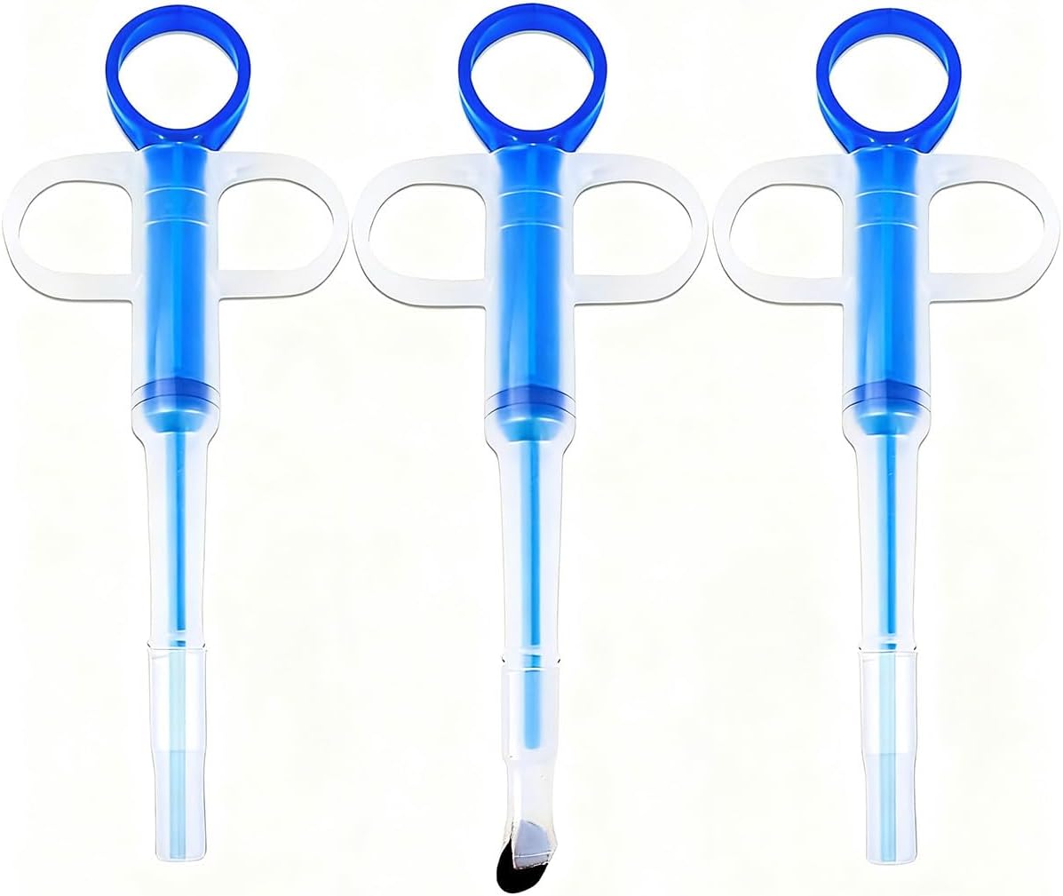 Naturahand pet capsule shooter syringe showing ergonomic finger rings for steady grip