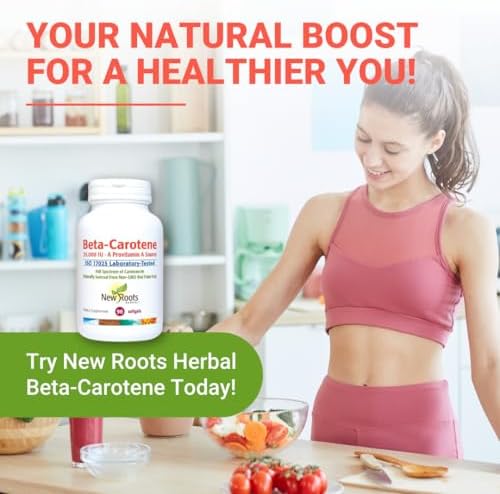 New Roots Herbal Beta Carotene 90 softgels complete package