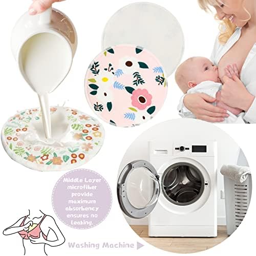 Sosation leakproof reusable breast pads floral design