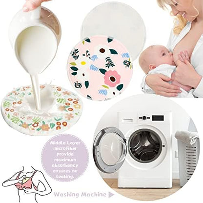 Sosation leakproof reusable breast pads floral design