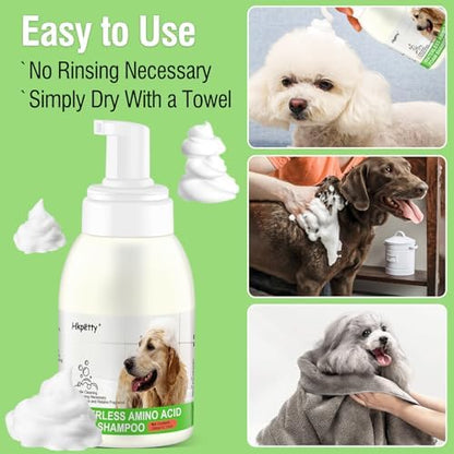 Close up of the pump dispenser on the waterless pet conditioning foam bottle.