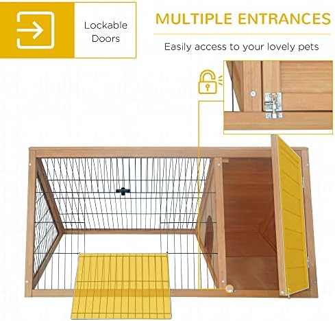 Outdoor rabbit hutch dual access doors open