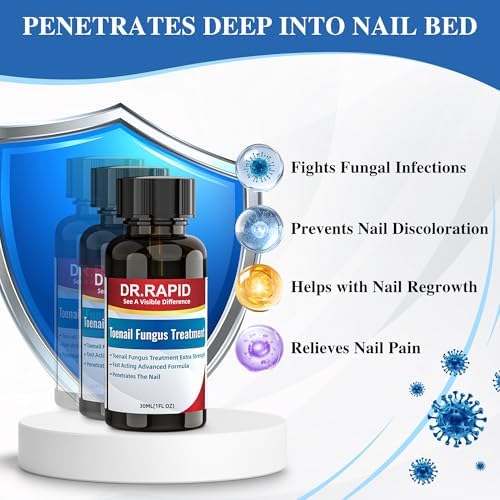 Before and after representation of nail health improvement with Dr. Rapid extra strength treatment.