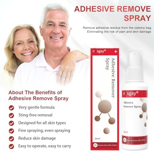 Application of Nosgay adhesive remover spray on medical tape residue.