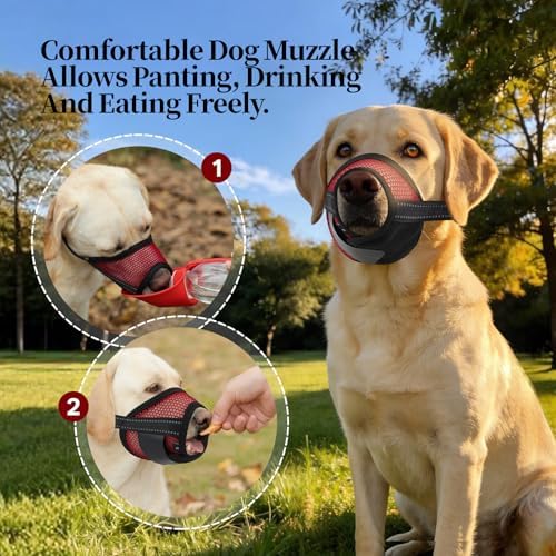 Two pack breathable dog muzzles showing small size dimensions