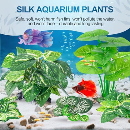 Assorted twelve pack collection of CousDUoBe artificial green plants in multiple heights.