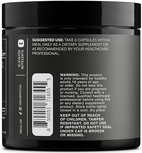 Back of Toniiq HGH Ultra supplement bottle showing ingredients