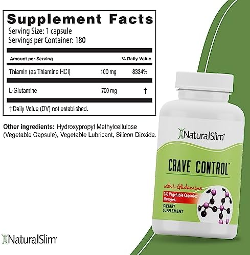NaturalSlim Crave Control bottle with L-Glutamine and Vitamin B1 label