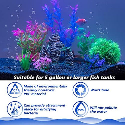 Ameliade imported eight piece aquarium decorations kit showing varying plant sizes